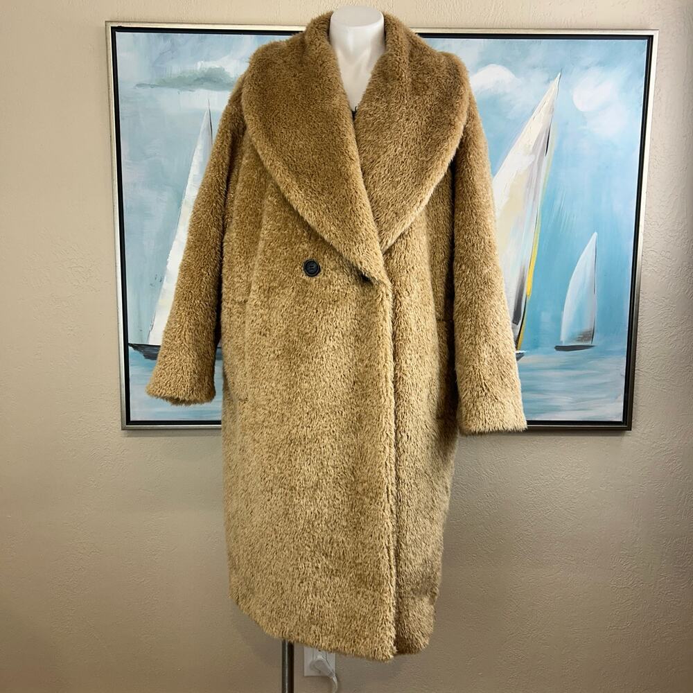 Avec Les Filles Faux Fur Teddy Coat Oversized  Camel color size XL NWOT
